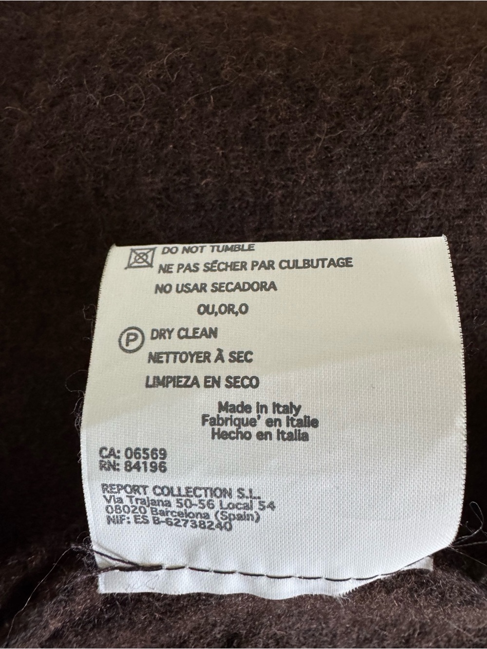 Report Collection Chocolate Brown Wool Knit Coat M ITALY - Picture 5 of 8